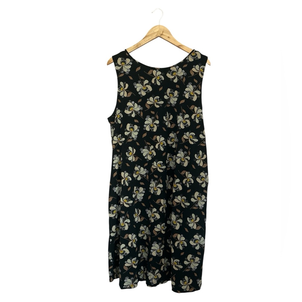 Gudrun Sjoden Floral Leaves Dress Organic Cotton Lagenlook Artsy Boho Size XL - Picture 2 of 8